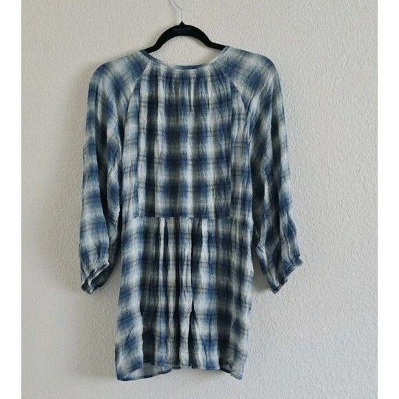 Maeve Anthropologie Plaid Rayon Oversized Peplum Tunic Cavalon Top Size Large - Picture 9 of 10